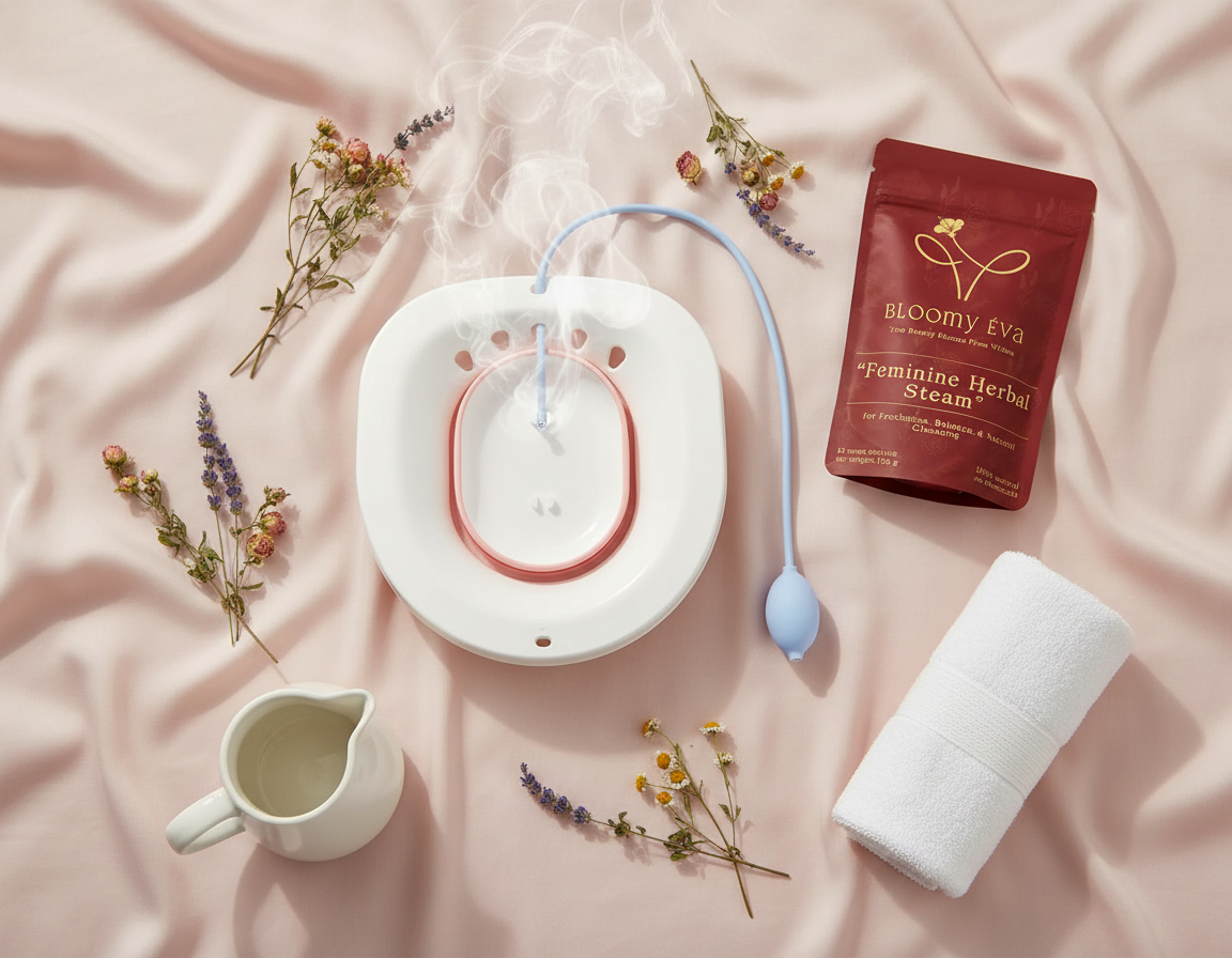 The Complete Feminine Steaming Ritual Steaming Seat + Herbal Blend by Bloomy Éva