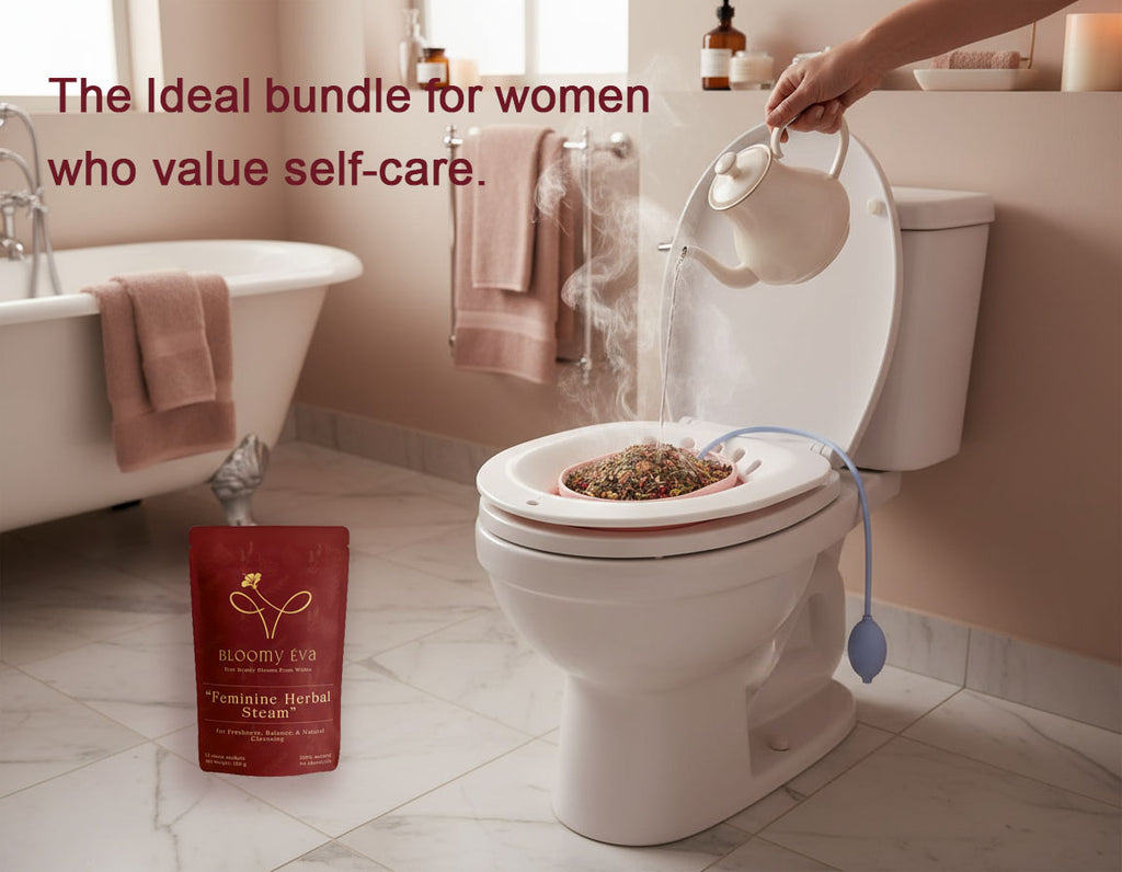 The Complete Feminine Steaming Ritual Steaming Seat + Herbal Blend by Bloomy Éva