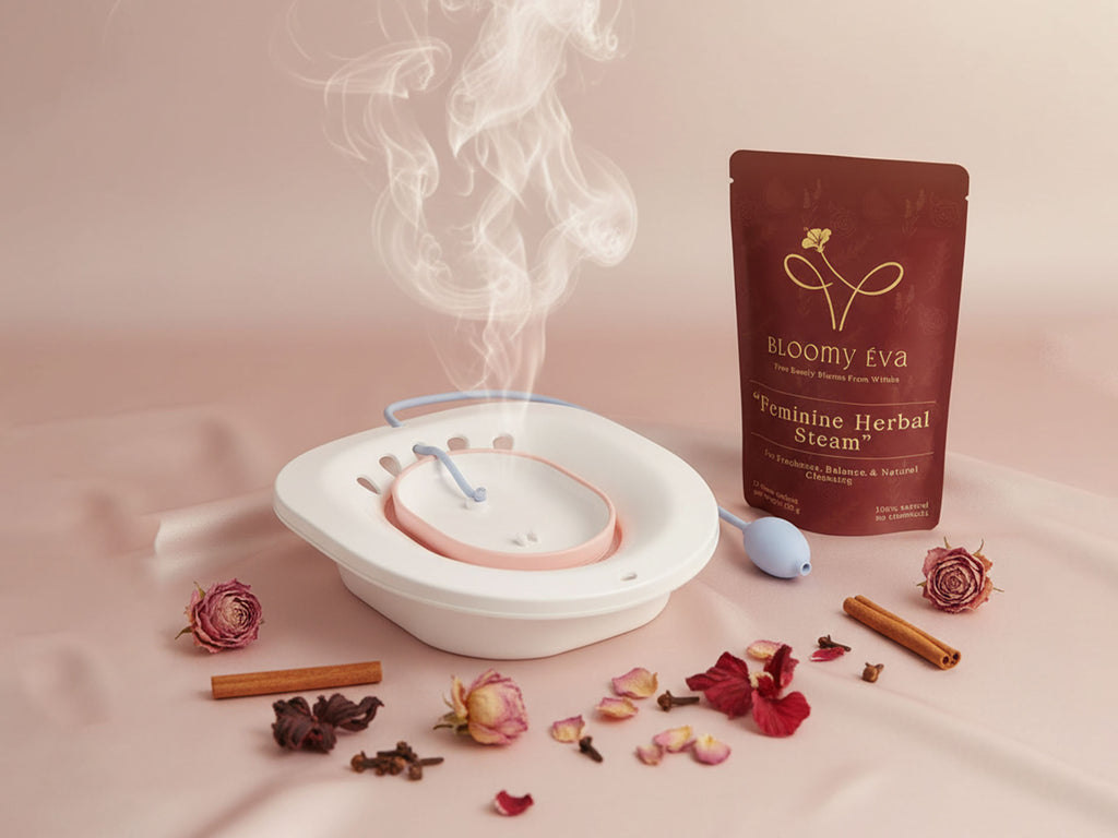 The Complete Feminine Steaming Ritual Steaming Seat + Herbal Blend by Bloomy Éva